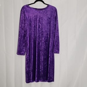 Vintage 80's Elegant Purple Velvet Shift Dress Made In Usa Med Petite